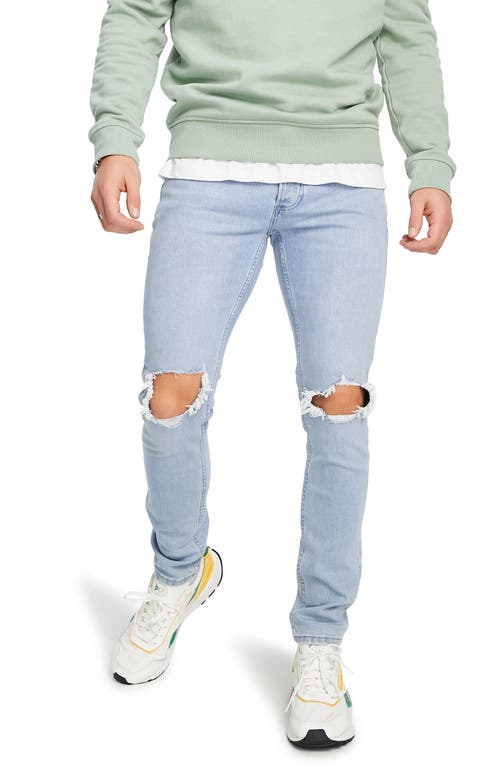 Topman Polly Blowout Ripped Skinny Fit Jeans in Light Blue