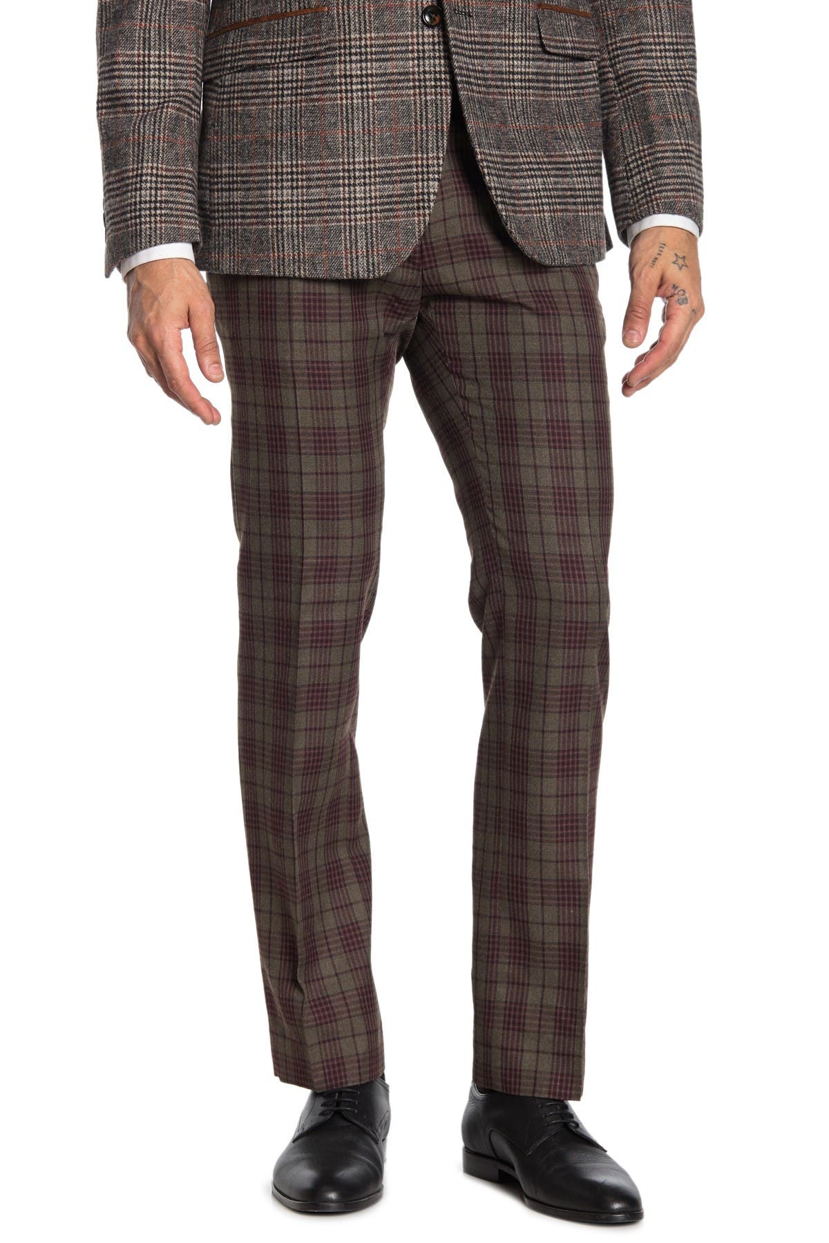 plaid slim fit pants