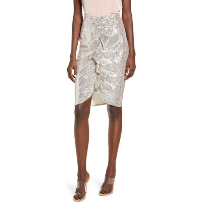 Endless Rose Sequin Ruffle Front Skirt, Metallic
