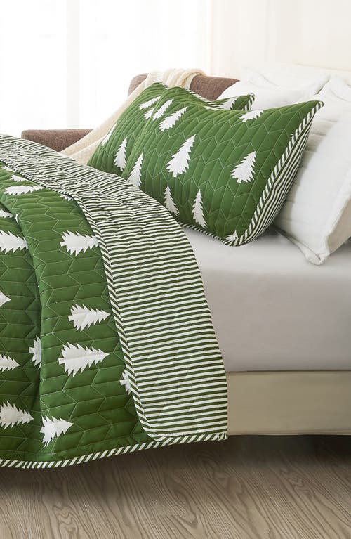 Woven & Weft Forest Lodge Reversible Quilt & Sham Set In Little Trees - Olive