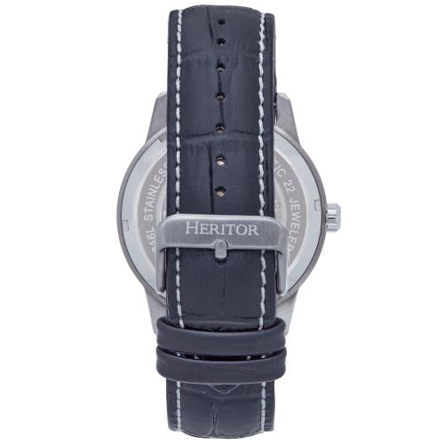 Shop Heritor Automatic Davies Semi-skeleton Leather-band Watch In Silver/white