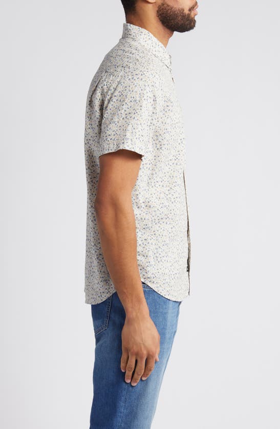 Shop Rails Carson Abstract Print Short Sleeve Linen Blend Button-up Shirt In Spring Blossom Parchment