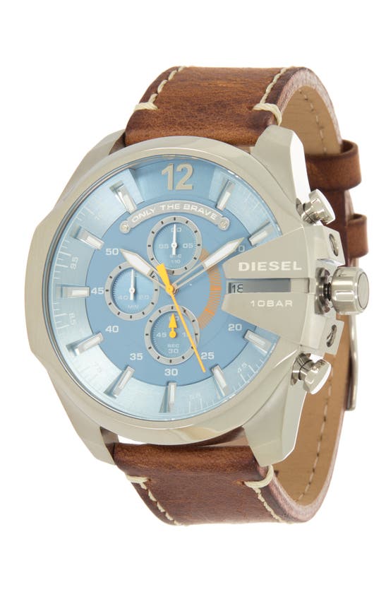 Diesel Mega Chief Leather Strap Watch, 51mm In Brown