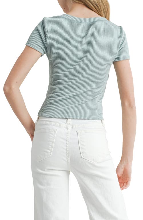 Shop Lush Square Neck Short Sleeve Rib Top In Sage