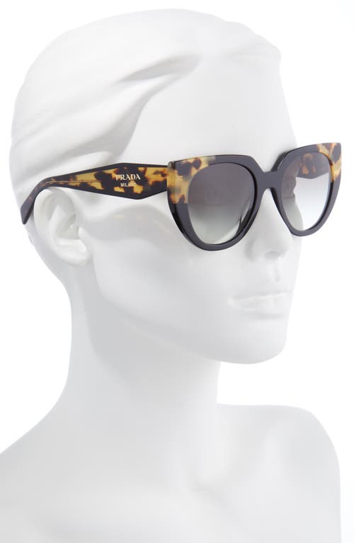 Prada Oversized Acetate Cat-eye Sunglasses In Black/tortoise/grey Gradient