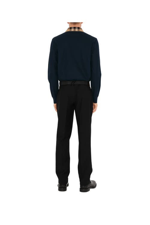 Burberry Cody Long Sleeve Polo Shirt In Smoked Navy