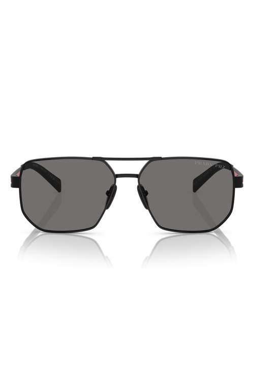 59mm Polarized Pilot Sunglasses in Matte Black