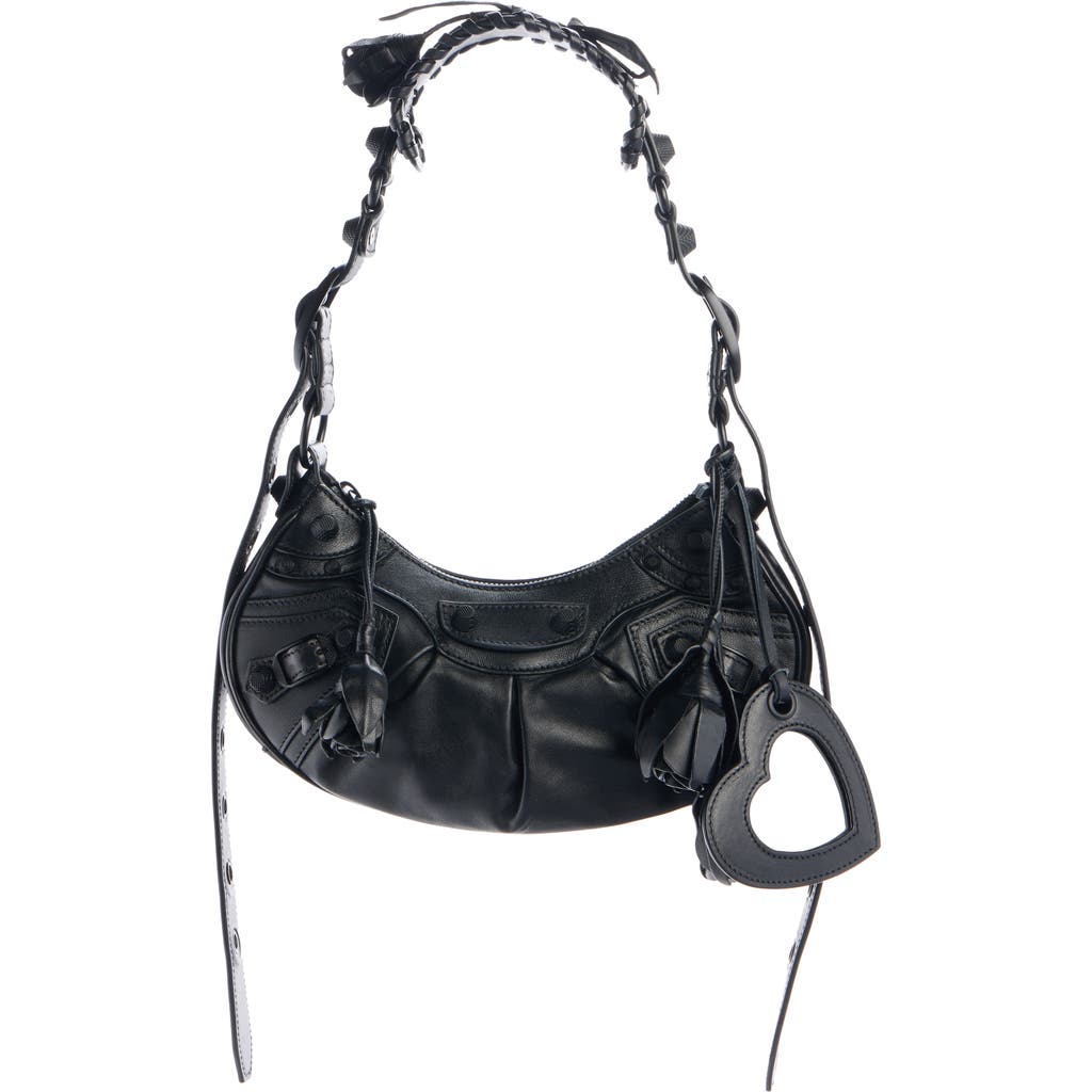 Balenciaga Extra Small Le Cagole Rose Leather Shoulder Bag In 1000 Black