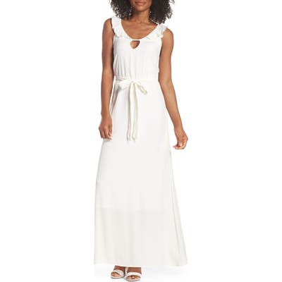 Fraiche By J Ruffle Neck Maxi Dress, Ivory