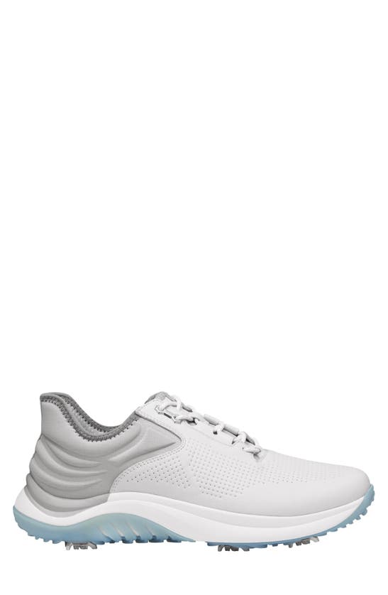 Shop Johnston & Murphy Hts1-luxe Waterproof Golf Shoe In White Waterproof Full Grain