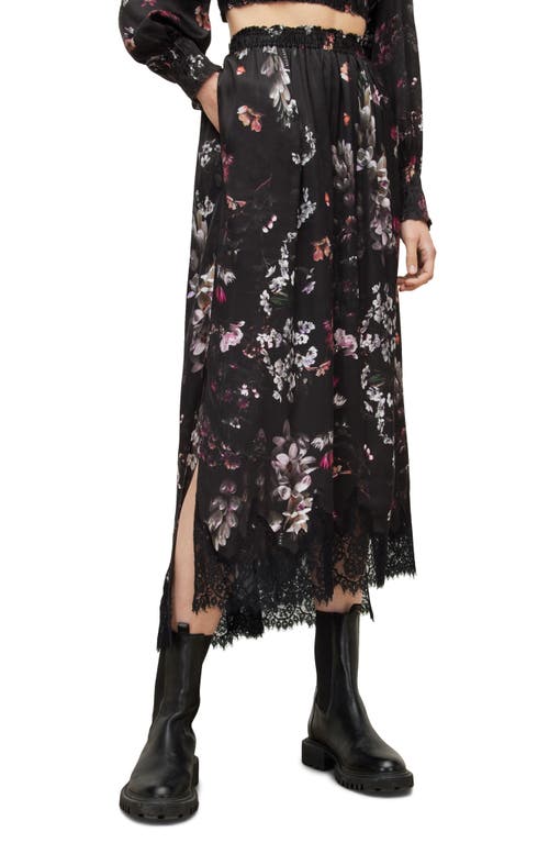 AllSaints Saz Silvius Floral Maxi Skirt in Black at Nordstrom, Size 12 Us