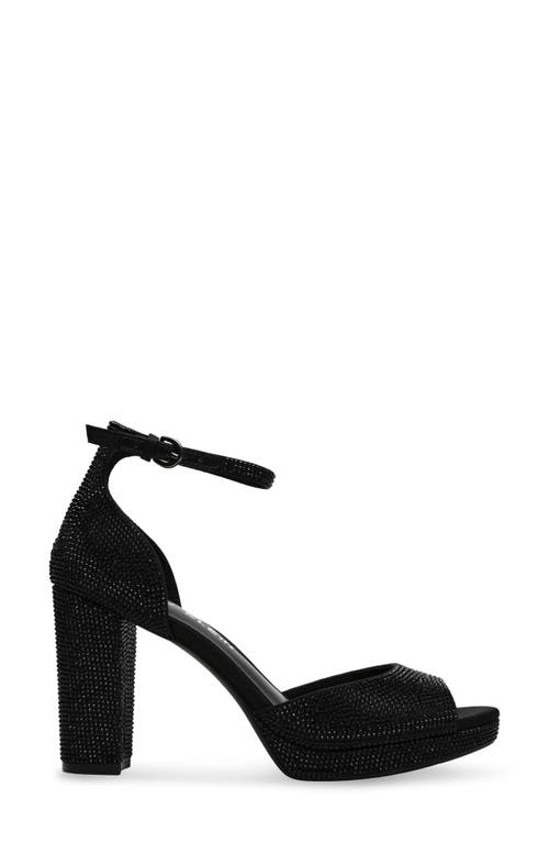 Anne Klein Vista Ankle Strap Platform Sandal In Black Crystal