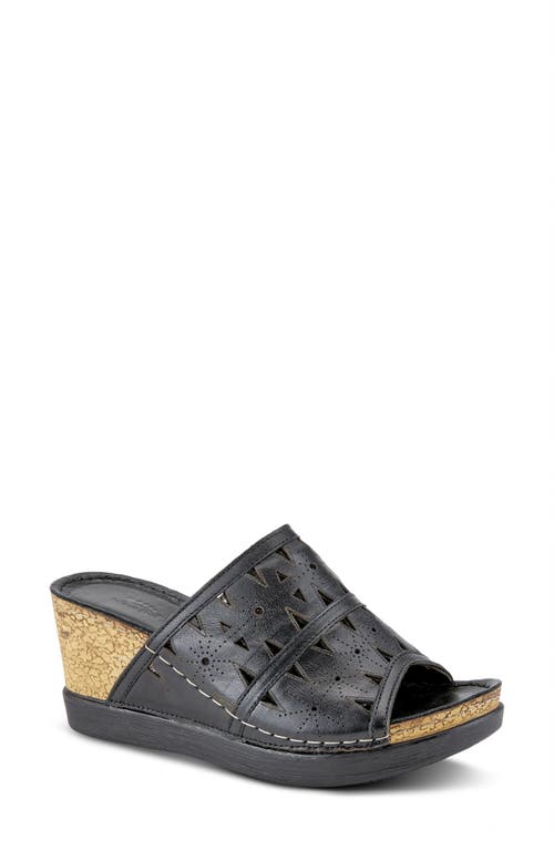 Spring Step Fusa Wedge Sandal In Black