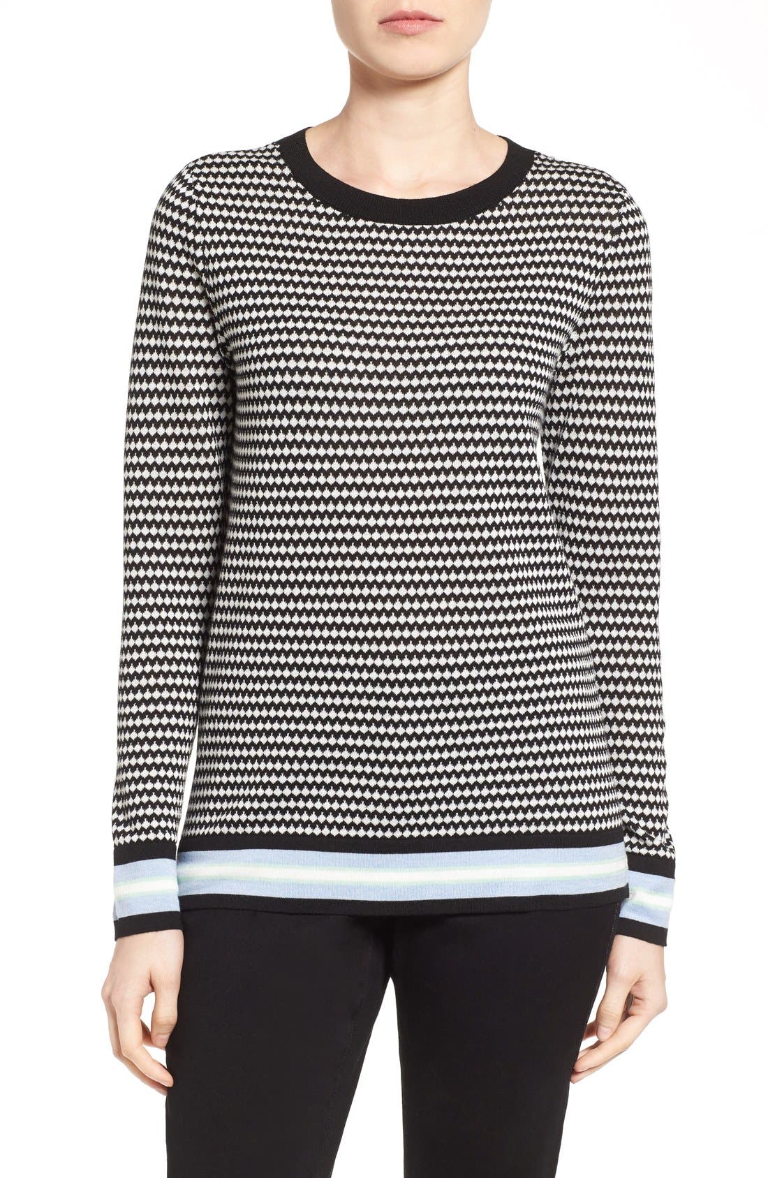 Halogen® Novelty Pattern Crewneck Sweater (Regular & Petite) Nordstrom