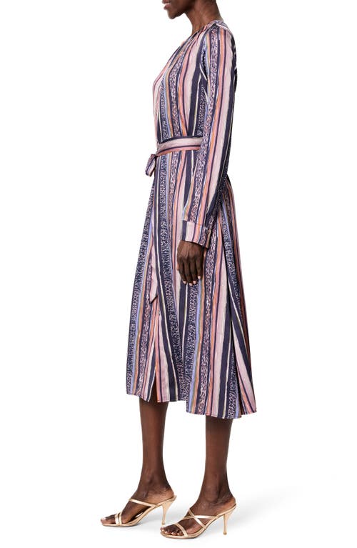 Nic + Zoe Nic+zoe Loren Animal Stripe Long Sleeve Midi Shirtdress In Indigo Multi