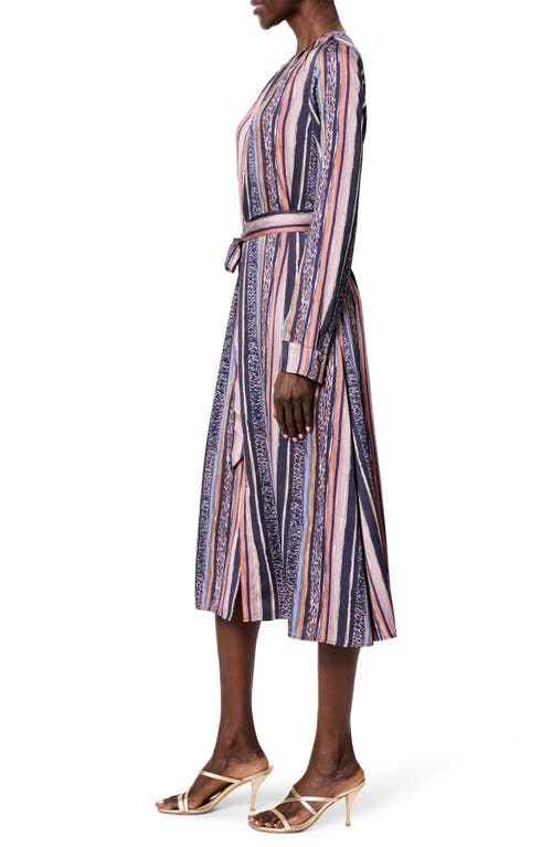 Shop Nic + Zoe Nic+zoe Loren Animal Stripe Long Sleeve Midi Shirtdress In Indigo Multi