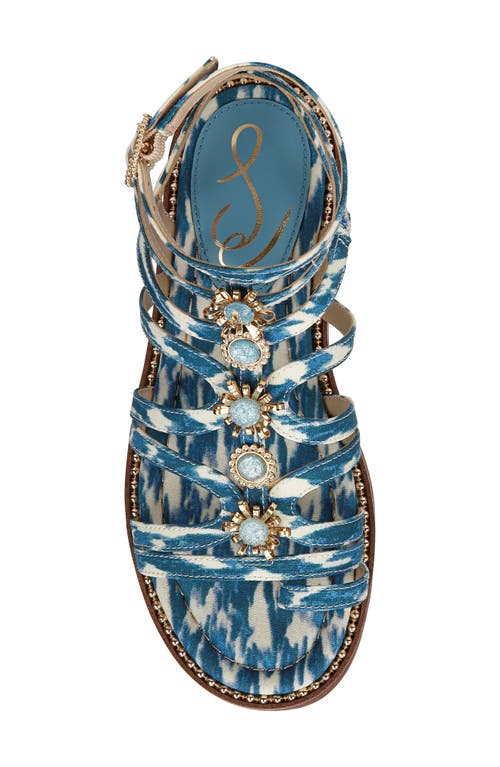 Sam Edelman Tianna Gladiator Sandal Blue Lapis Multi Fabric In Blue Lapis Multi