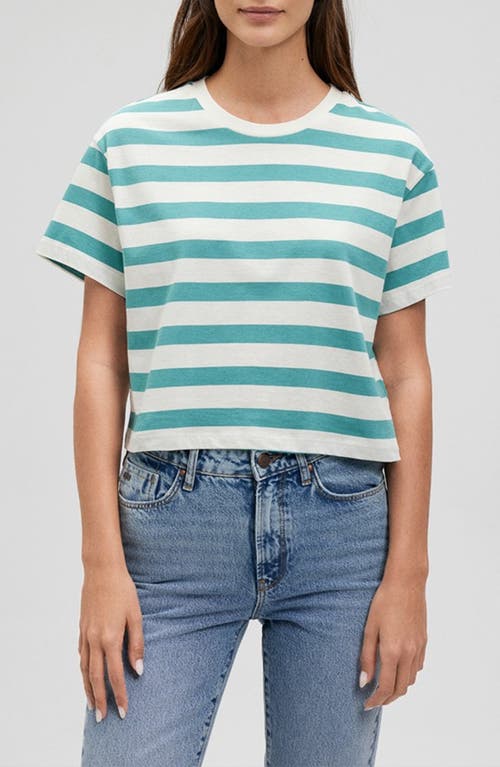 Mavi Jeans Stripe Short Sleeve Crop T-Shirt Bristol Blue at Nordstrom,