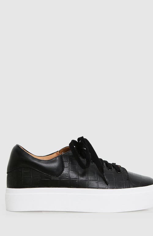 Belle & Bloom Just A Dream Croc Leather Sneaker In Black