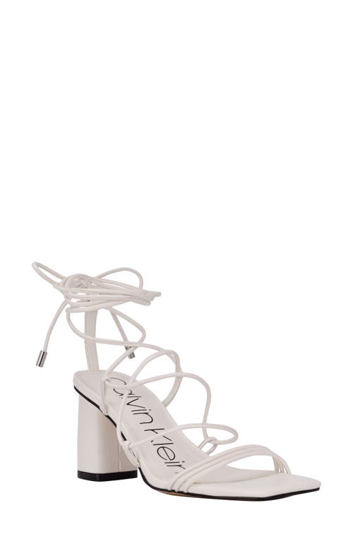 Calvin Klein Calista Ankle Tie Sandal in White | Smart Closet