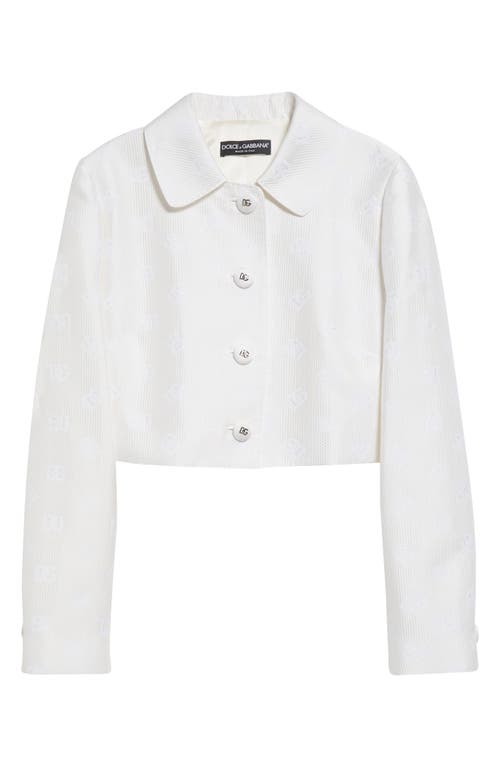 Dolce & Gabbana Dolce&gabbana Dg Logo Quilted Jacquard Crop Jacket In White