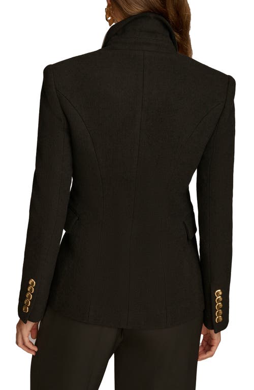 Donna Karan New York Double Breasted Wool Blend Blazer In Black