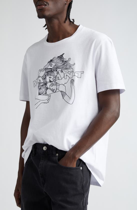 Shop Isabel Marant Honore Embroidered Cotton T-shirt In White