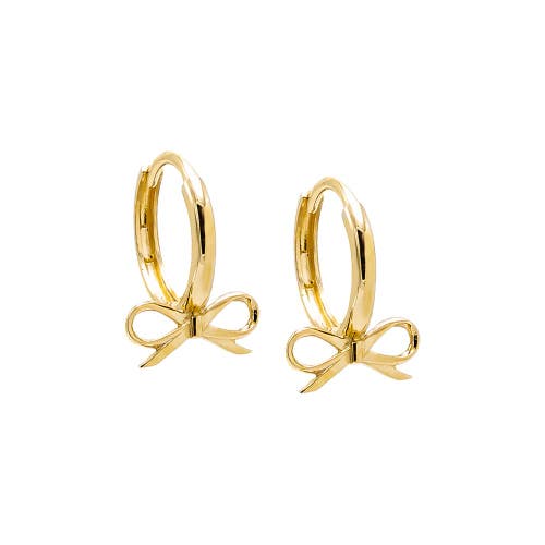 Shop Adina Eden By  Solid Bow Tie Huggie Earring 14k In 14k Gold