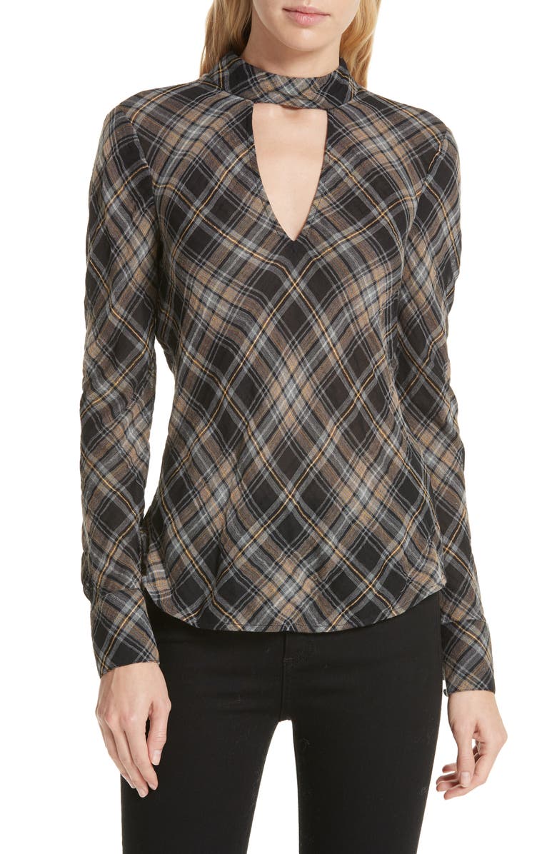 Veronica Beard Wade Metallic Plaid Top Nordstrom