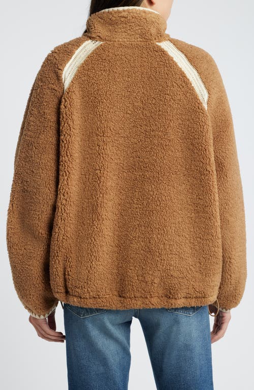 Shop Ugg(r) Nikia Open Stitch Detail Uggfluff Fleece Jacket In Chestnut