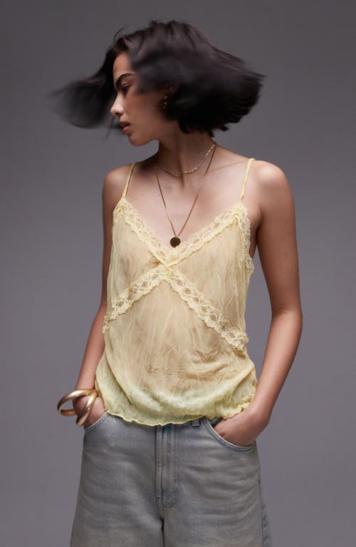 Topshop Lace Accent Camisole Yellow at Nordstrom,