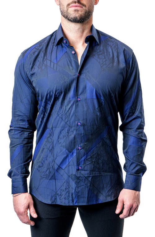 Maceoo Fibonacci Dark Blue Contemporary Fit Button-Up Shirt at Nordstrom,