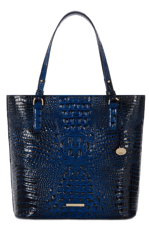 Ezra Croc Embossed Leather Tote in Anchor