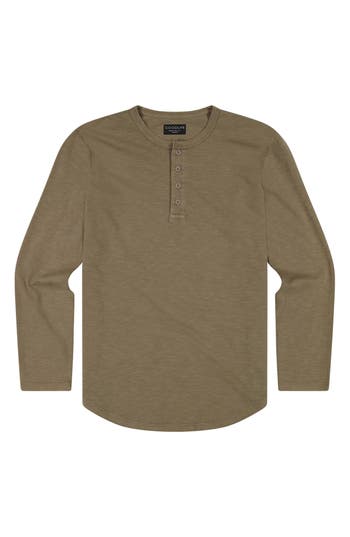 Goodlife Sun-faded Long Sleeve Slub Scallop Henley In Timber
