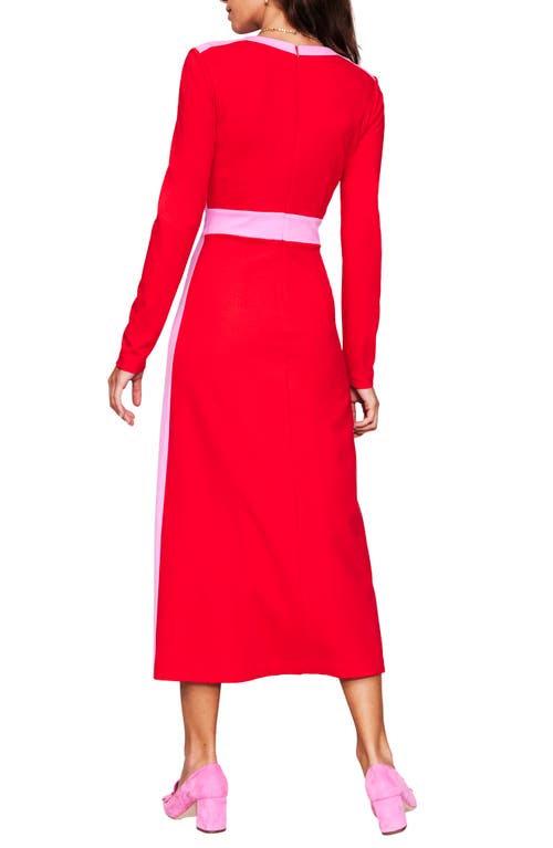 Shop Boden Catherine Contrast Trim Long Sleeve In Rouge