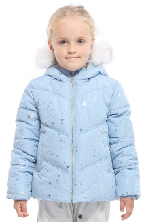 Rokka&rolla Kids' Heavyweight Puffer Jacket In Blue Fog Silver Star