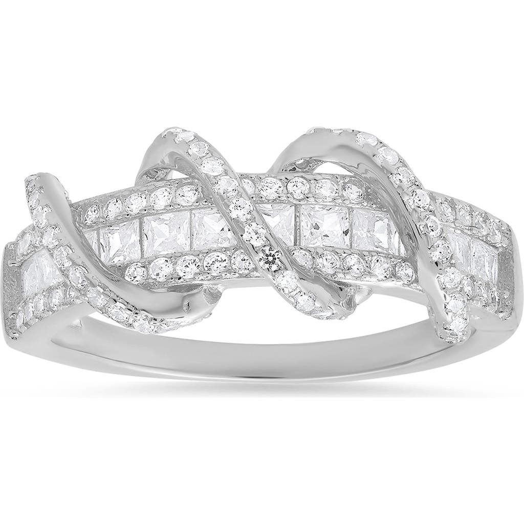 Queen Jewels Twisted Cubic Zirconia Band Ring In Silver