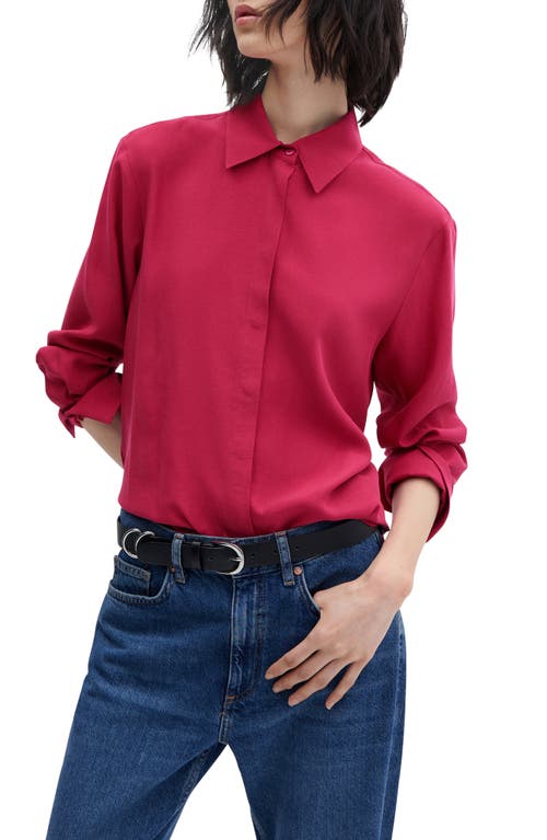 MANGO Button-Up Shirt Pink at Nordstrom,