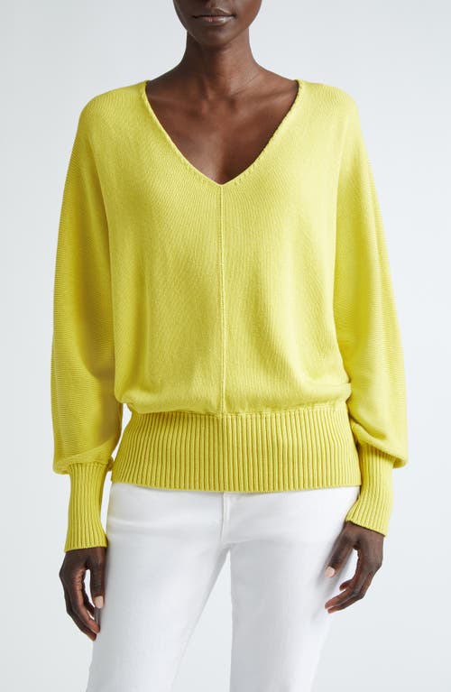 Lafayette 148 New York Dolman Sleeve Cotton & Silk Sweater in Bright Citrine 