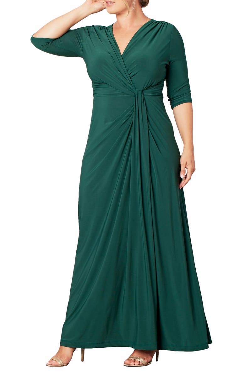 Kiyonna Romanced by Moonlight Glitter A-Line Jersey Gown | Nordstrom
