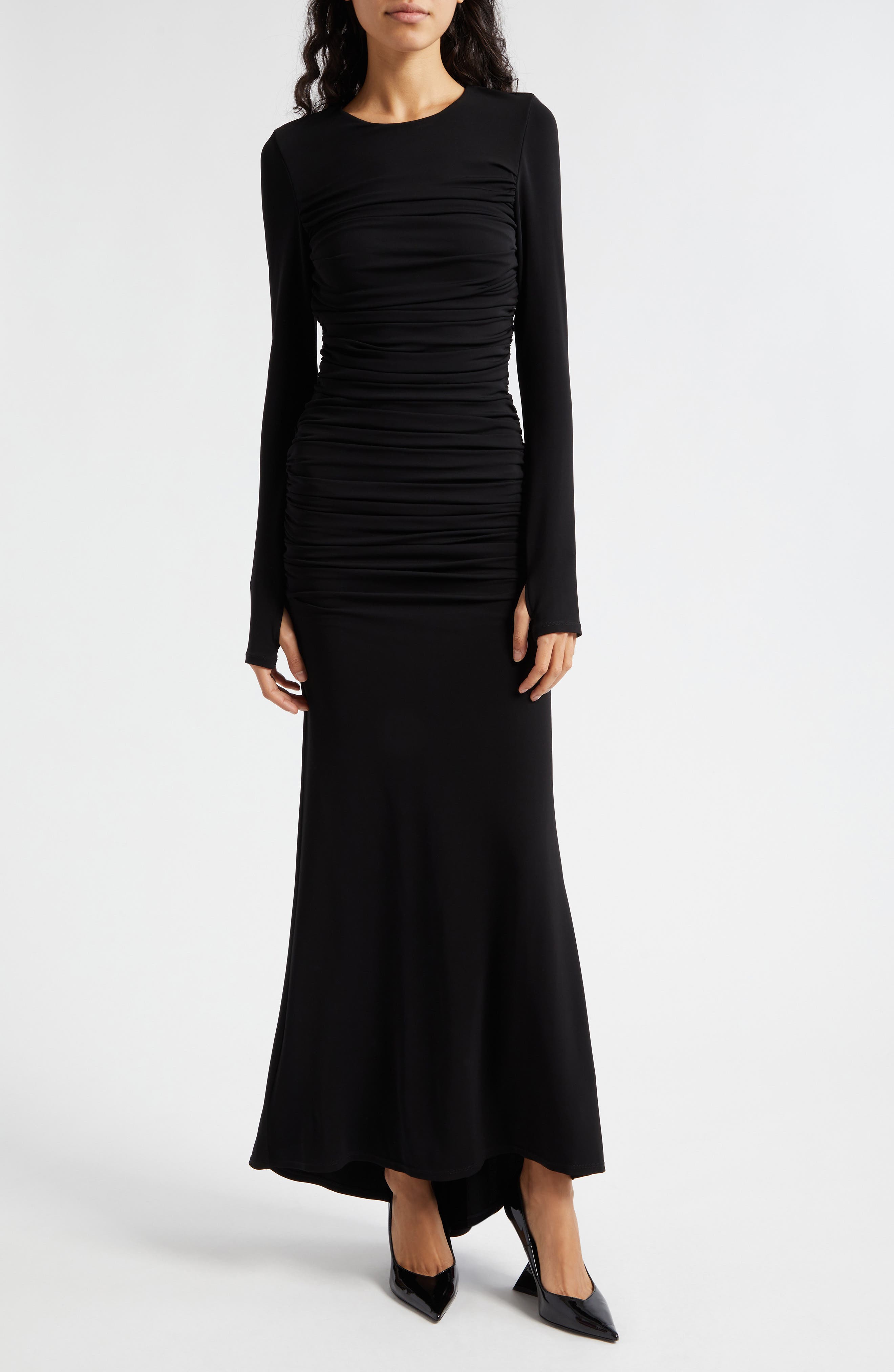 GANNI square-neck velvet maxi dress - Black