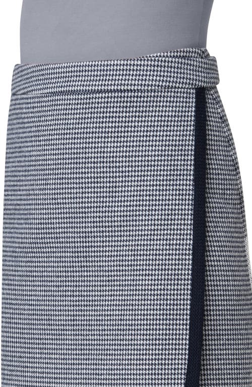 Shop Akris Punto Houndstooth Double Face Wrap Skirt In Cream-navy