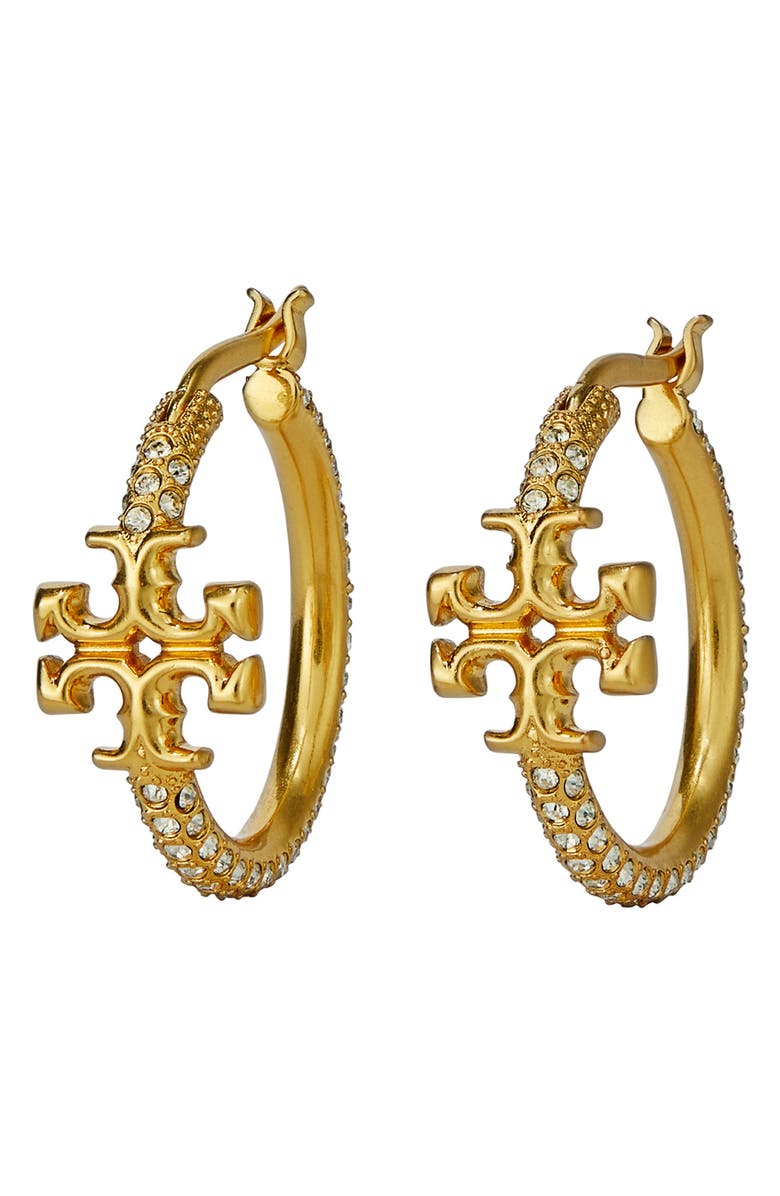 Tory Burch Eleanor Pavé Small Hoop Earrings | Nordstrom