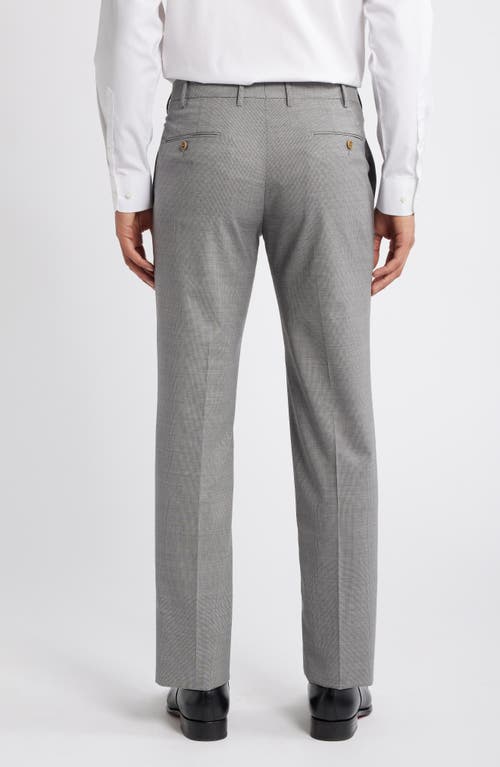 Shop Zanella Parker Flat Front Stretch Wool Mini Check Dress Pants In Almond