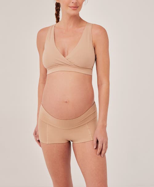 Pact Organic Maternity Nursing Bralette In Champagne