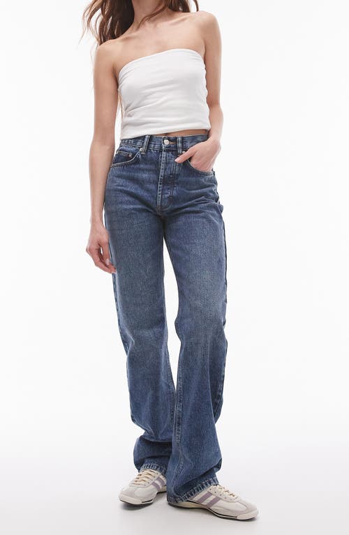 Kort Mid Rise Relaxed Straight Leg Jeans in Mid Blue