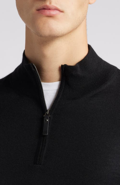 Shop Canali Quarter Zip Cashmere & Wool Blend Sweater In Black