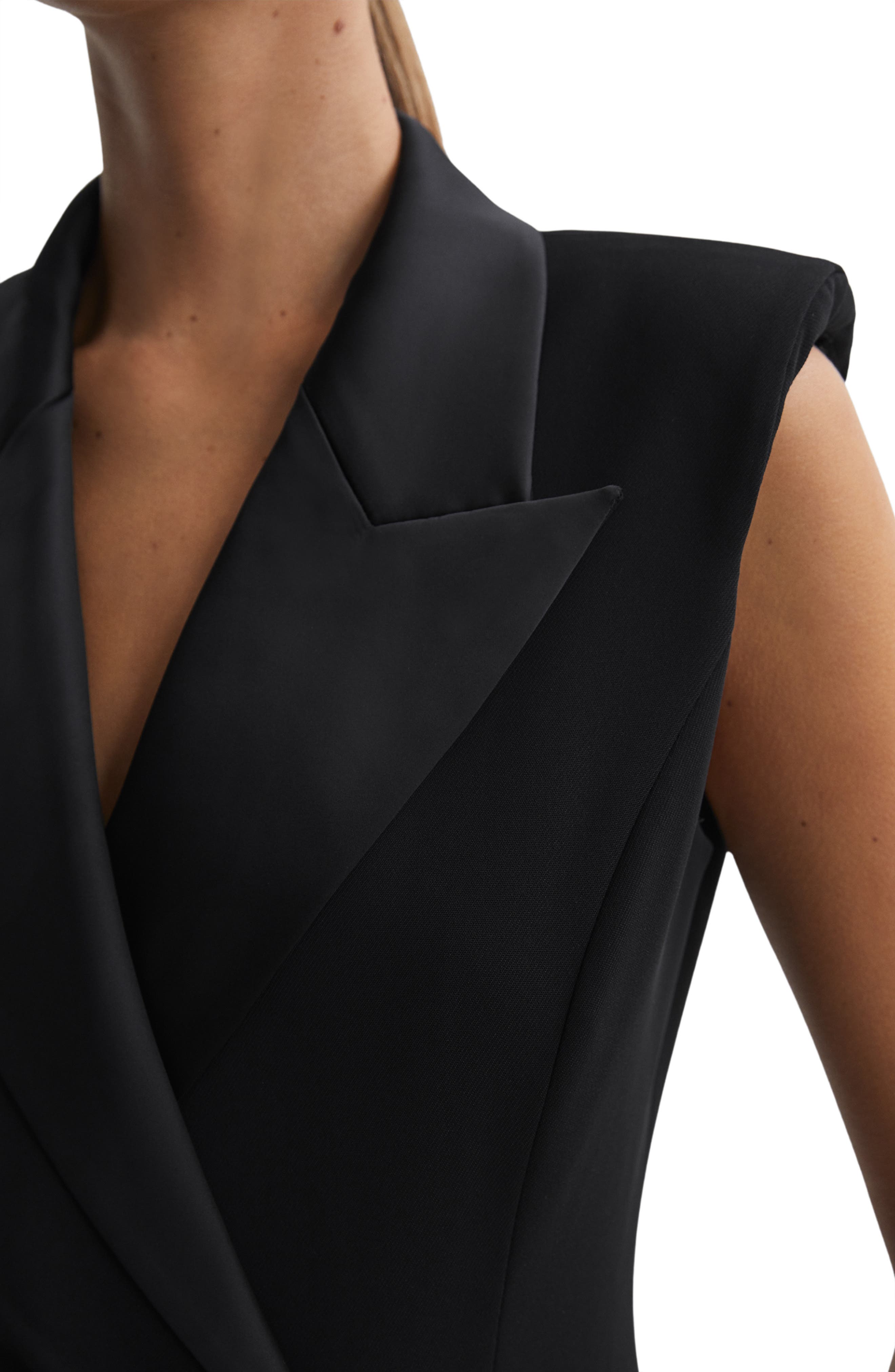 Reiss Amari Sleeveless Midi Blazer Dress in Black | Smart Closet
