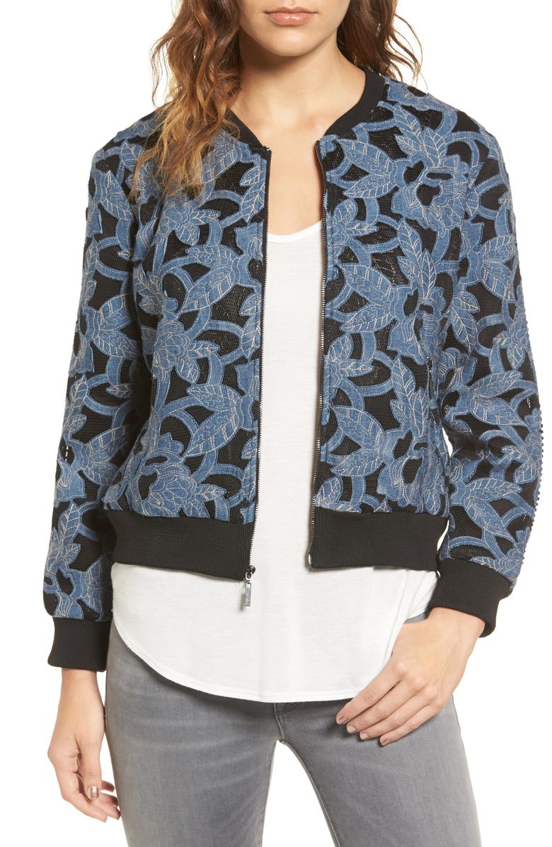 Willow & Clay Floral Appliqué Bomber Jacket | Nordstrom
