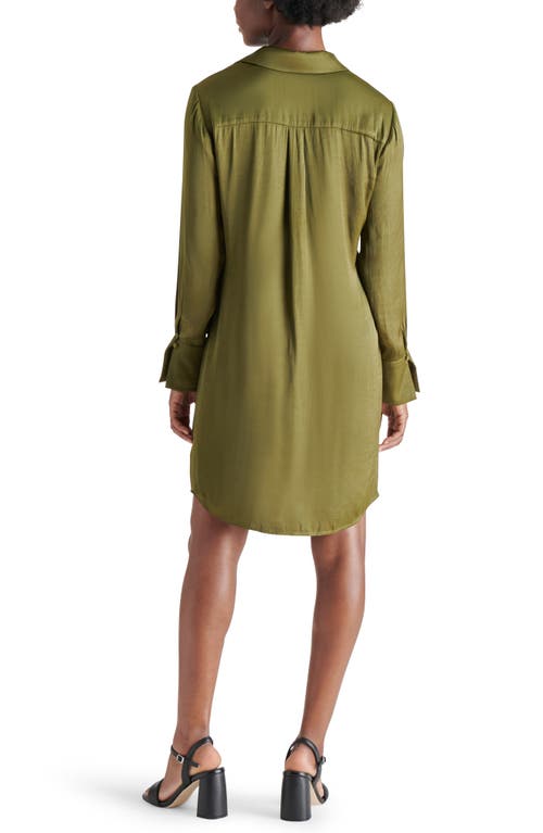 Shop Steve Madden Joanna Long Sleeve Shirtdress In Olive